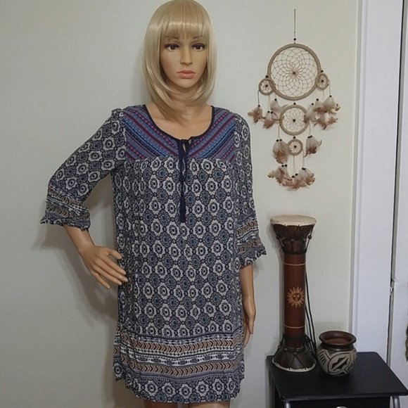 Anthropologie Dresses & Skirts - Flying Tomato boho festival mini shift dress size medium